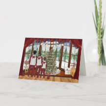 Famille de 3 Garçon Cabane Matin de Noël