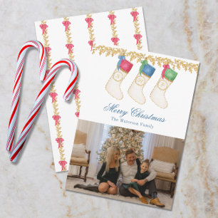 Cartes Pour Fêtes Annuelles Famille de 3 - Monogrammes d'aquarelle photo