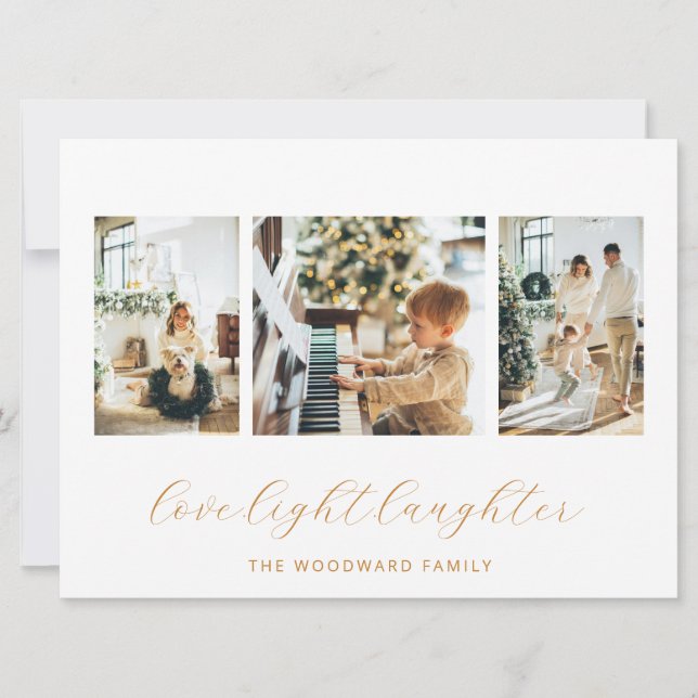 Cartes Pour Fêtes Annuelles Famille de 3 photos moderne (Devant)