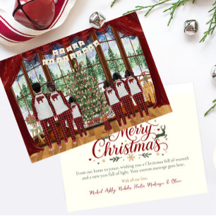 Cartes Pour Fêtes Annuelles Famille de 6 personnes, quatre filles, matin de No