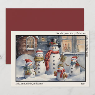 Cartes Pour Fêtes Annuelles Famille de bonhomme de neige Joyeux Noël Bonne Ann