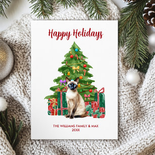 Cartes Pour Fêtes Annuelles Famille de chat siamois Noël
