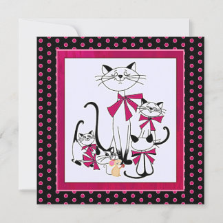 Cartes Pour Fêtes Annuelles Famille de chats rétro et souris