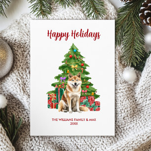 Cartes Pour Fêtes Annuelles Famille de chien Akita Noël