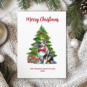 Cartes Pour Fêtes Annuelles Famille de chien berger australien Noël
