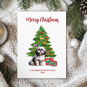 Cartes Pour Fêtes Annuelles Famille de chien Shih Tzu Noël