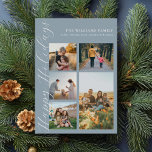 Cartes Pour Fêtes Annuelles Famille de collage de photo de script minimaliste<br><div class="desc">Créez votre propre carte de vœux de vacances en collage de photos de famille. Célébrez la saison des fêtes avec des cartes de Noël personnalisées mettant en vedette vos photos de famille préférées.</div>