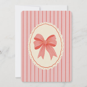 Cartes Pour Fêtes Annuelles Famille de filles Retro Rose & Rouge Striped Bow 2