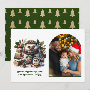 Cartes Pour Fêtes Annuelles Famille de Hérissons des Bois Noël Forêt Cosy