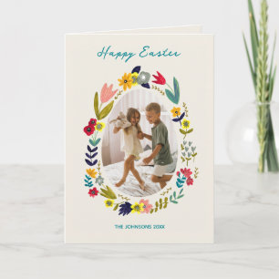 Cartes Pour Fêtes Annuelles Famille de lapin de Pâques florale Photo de printe