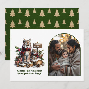 Cartes Pour Fêtes Annuelles Famille de Lynx des Bois Joyeux Noël