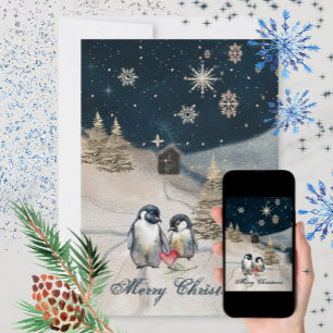 Cartes Pour Fêtes Annuelles Famille de manchots heureux