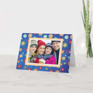 Cartes Pour Fêtes Annuelles Famille de Noël Bright Blue Snowflakes