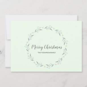 Cartes Pour Fêtes Annuelles Famille de Noël simple et simple Mint Green