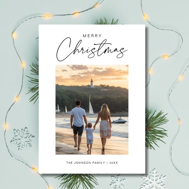 Cartes Pour Fêtes Annuelles Famille de Noël unique Photo Plage nautique (Créateur téléchargé)