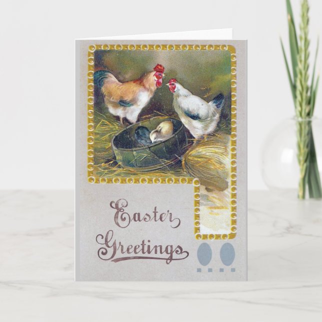 Cartes Pour Fêtes Annuelles Famille de poulet de Pâques (Devant)