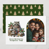 Famille de Raton Laveur de la Forêt Cosy Noël