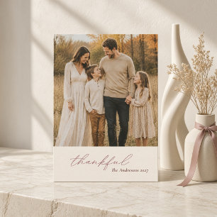 Cartes Pour Fêtes Annuelles Famille de Thanksgiving Minimaliste Personnalisée 