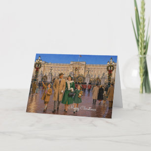 Cartes Pour Fêtes Annuelles Famille des années 1950 à la promenade de Noël à L