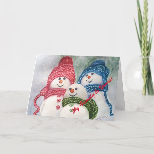 Cartes Pour Fêtes Annuelles Famille des neiges de Noël (Devant)