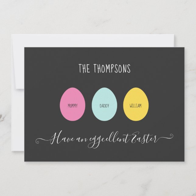 Cartes Pour Fêtes Annuelles Famille d'oeufs de Pâques de 3 Eggcello (Devant)