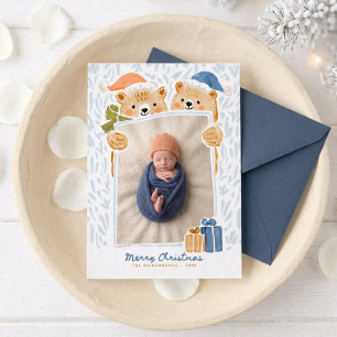 Cartes Pour Fêtes Annuelles Famille d'ours aquarelle Nouvelle naissance Photo 