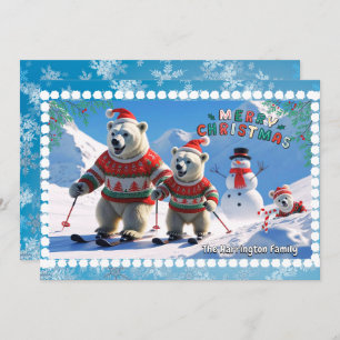 Cartes Pour Fêtes Annuelles Famille d'ours polaire de Noël personnalisée