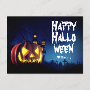 Cartes Pour Fêtes Annuelles Famille Éffrayante simple Citrouille Halloween heu