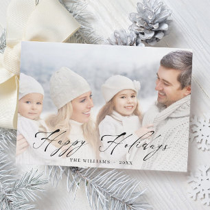 Cartes Pour Fêtes Annuelles Famille élégante en noir sur photo de script