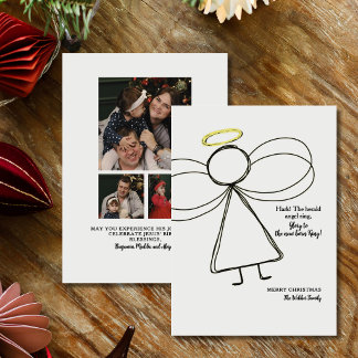 Cartes Pour Fêtes Annuelles Famille élégante Photo religieuse chrétienne Noël
