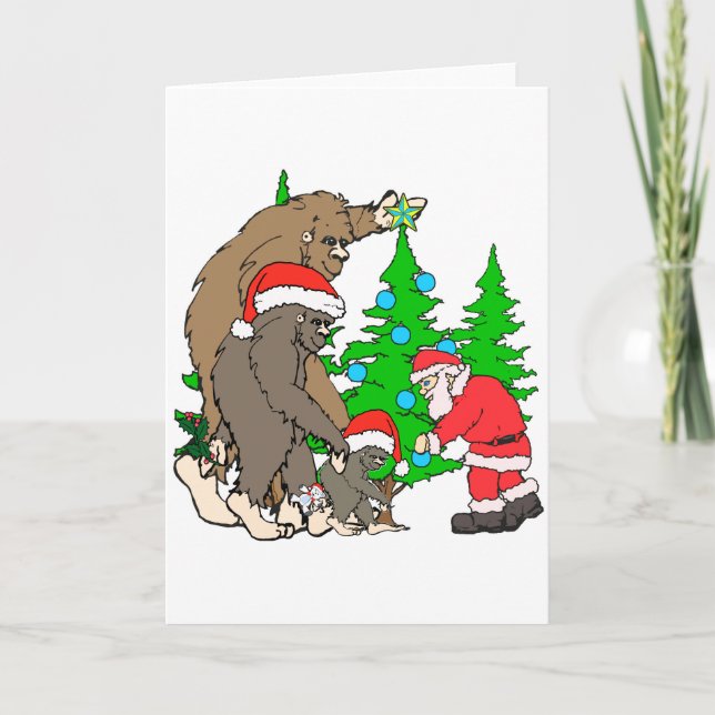 Cartes Pour Fêtes Annuelles Famille et Père Noël de Bigfoot (Devant)