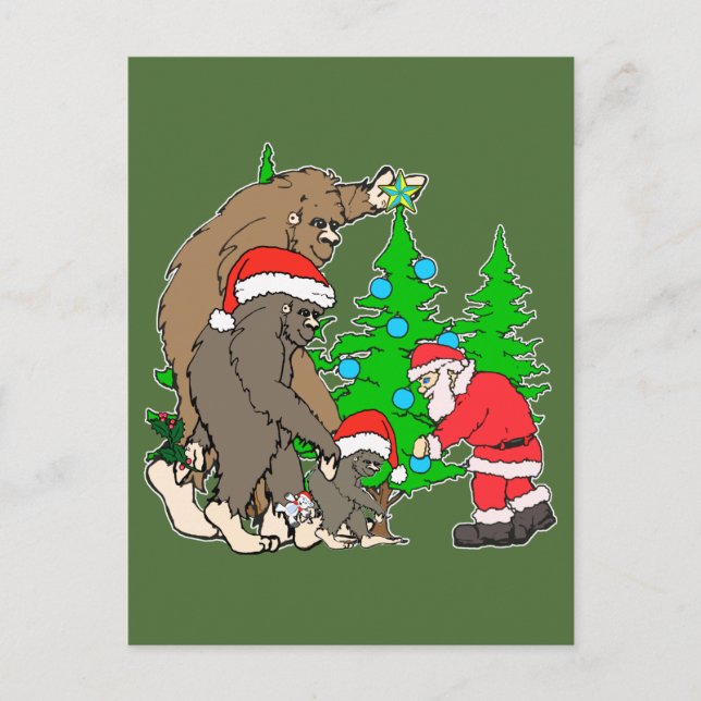 Cartes Pour Fêtes Annuelles Famille et Père Noël de Bigfoot (Devant)