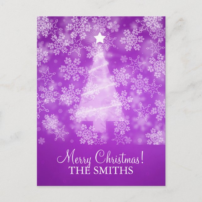 Cartes Pour Fêtes Annuelles Famille Falling Snowflakes Violet de Noël (Devant)