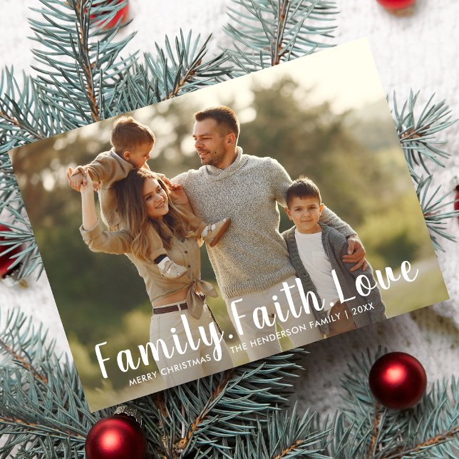 Cartes Pour Fêtes Annuelles Famille Foi Amour Joyeux Noël Grande photo (Créateur téléchargé)