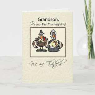 Cartes Pour Fêtes Annuelles Famille Grandson Premier Thanksgiving Turquie