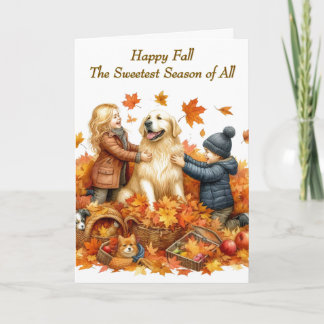 Cartes Pour Fêtes Annuelles Famille Heureuse Nostalgique d'Automne