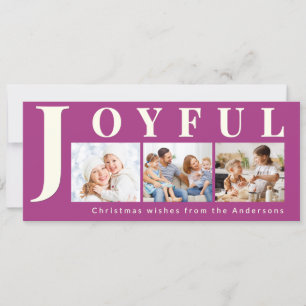 Cartes Pour Fêtes Annuelles Famille Joyeuse 3 Collage de Photos Magenta Noël