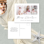 Cartes Pour Fêtes Annuelles Famille minimaliste 3 Photos Joyeux Noël<br><div class="desc">Moderne Minimalst Famille 3 Photos Joyeux Noël. Joyeux Noël est dans un script stylé. Remplacez facilement les exemples d'images par les vôtres et personnalisez avec vos noms sur le devant et salutation au dos.</div>