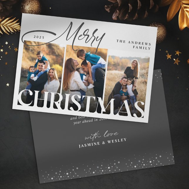 Cartes Pour Fêtes Annuelles Famille moderne 3 Photo Collage Noël (Créateur téléchargé)