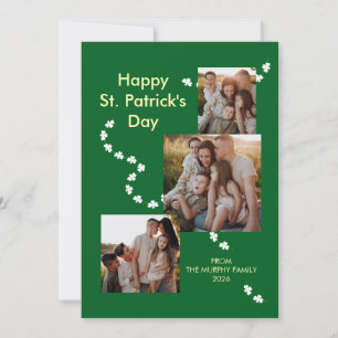 Cartes Pour Fêtes Annuelles Famille moderne de la Saint-Patrick à 3 photos en