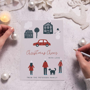 Cartes Pour Fêtes Annuelles Famille moderne de Noël d'hiver non photo
