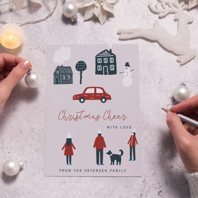 Cartes Pour Fêtes Annuelles Famille moderne de Noël d'hiver sans photo (Créateur téléchargé)