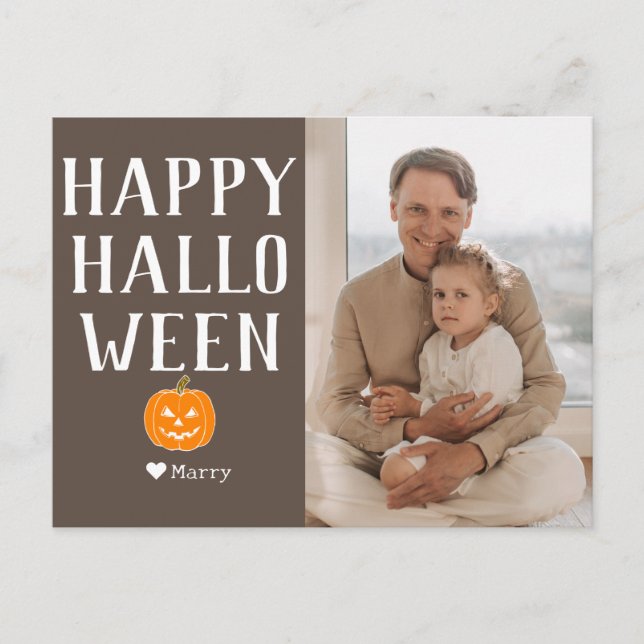 Cartes Pour Fêtes Annuelles Famille moderne simple Happy Halloween Nom photo (Devant)