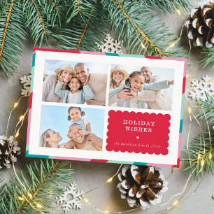 Cartes Pour Fêtes Annuelles FAMILLE MULTI PHOTO moderne frontière mignonne rou