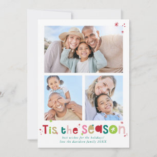 Cartes Pour Fêtes Annuelles FAMILLE MULTI PHOTO typographie couleur moderne am