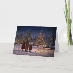 Cartes Pour Fêtes Annuelles Famille Noël 1950 Central Park USA