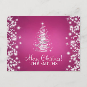 Cartes Pour Fêtes Annuelles Famille Noël Elegant Arbre Personnalisé Rose