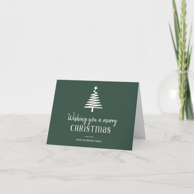 Cartes Pour Fêtes Annuelles Famille Noël simple arbre vert (Devant)