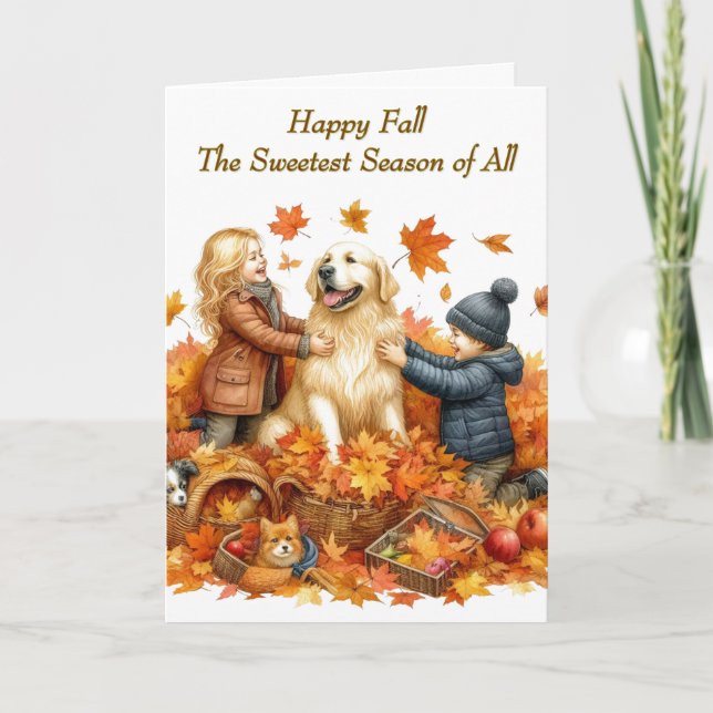 Cartes Pour Fêtes Annuelles Famille Nostalgique Happy Fall (Devant)