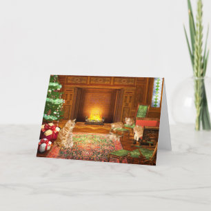 Cartes Pour Fêtes Annuelles Famille orange de Noël de chat tigré